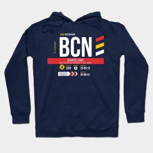 Vintage Barcelona BCN Airport Code Travel Day Retro Air Travel Hoodie